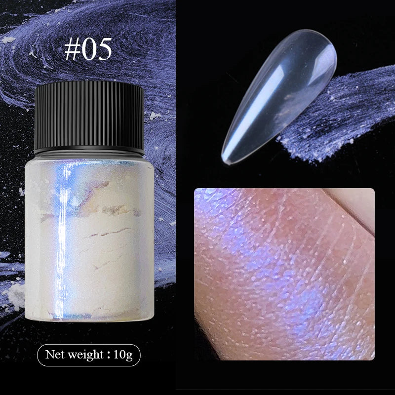 Aurora Pearl White Nails Glitter Dust