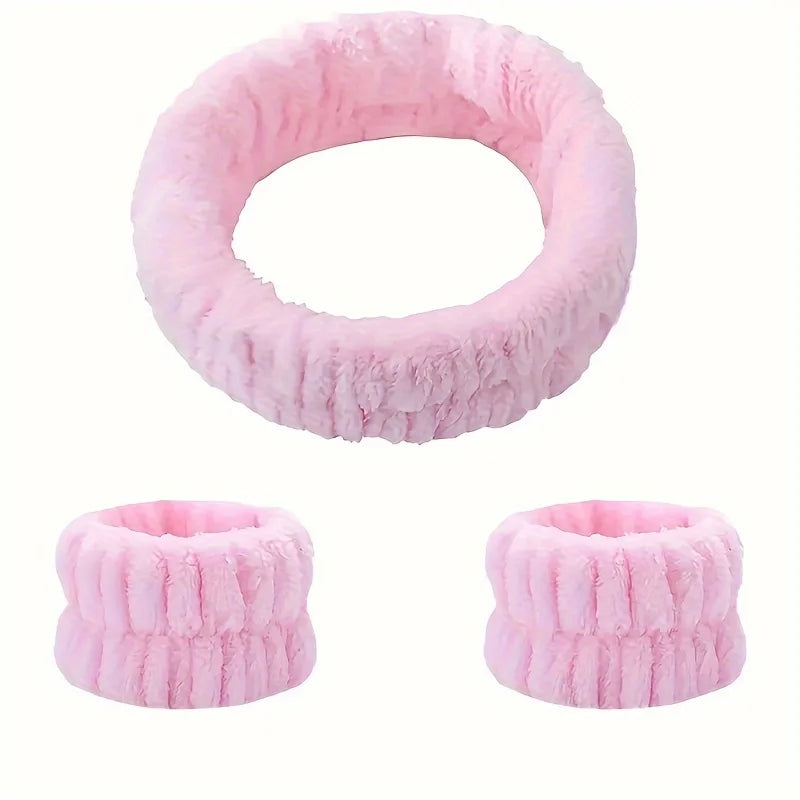 Velvet Facial High-Elastic Hairband & Wristband Set