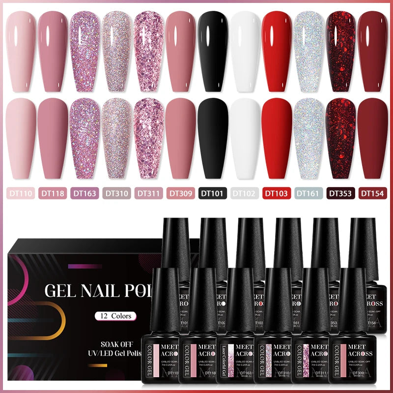 12Pcs Macaron Gel Nail Polish Set