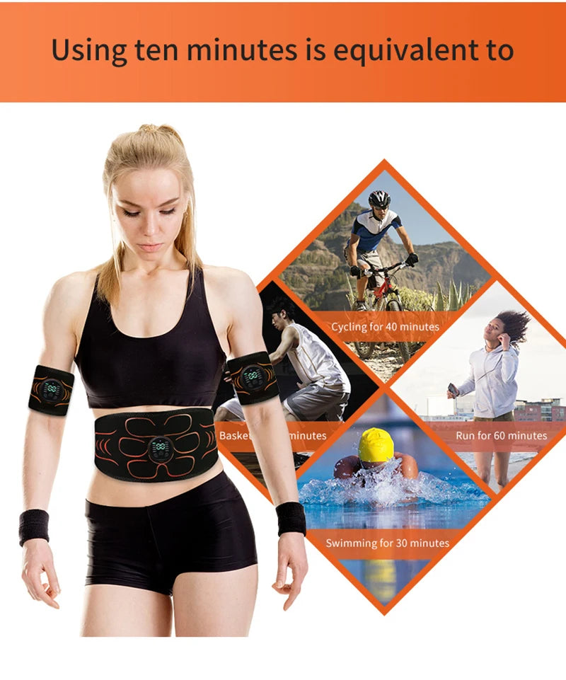 USB Rechargeable Muscle Stimulator for Abs, Arms & Back