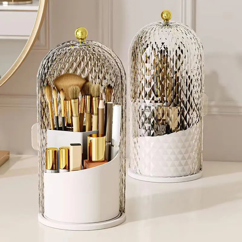 Makeup Brush Holder with Lid Diamond Birdcage