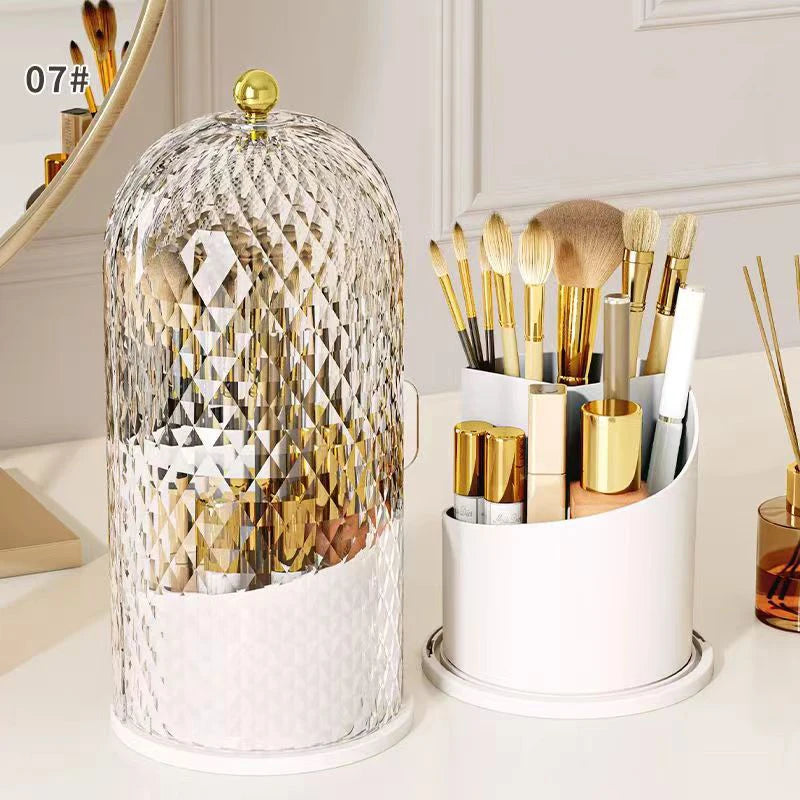 Makeup Brush Holder with Lid Diamond Birdcage