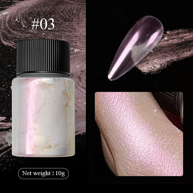 Aurora Pearl White Nails Glitter Dust