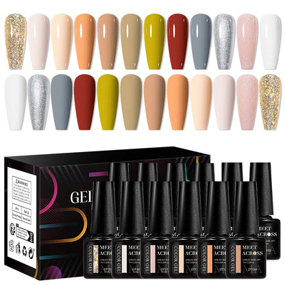 12Pcs Macaron Gel Nail Polish Set