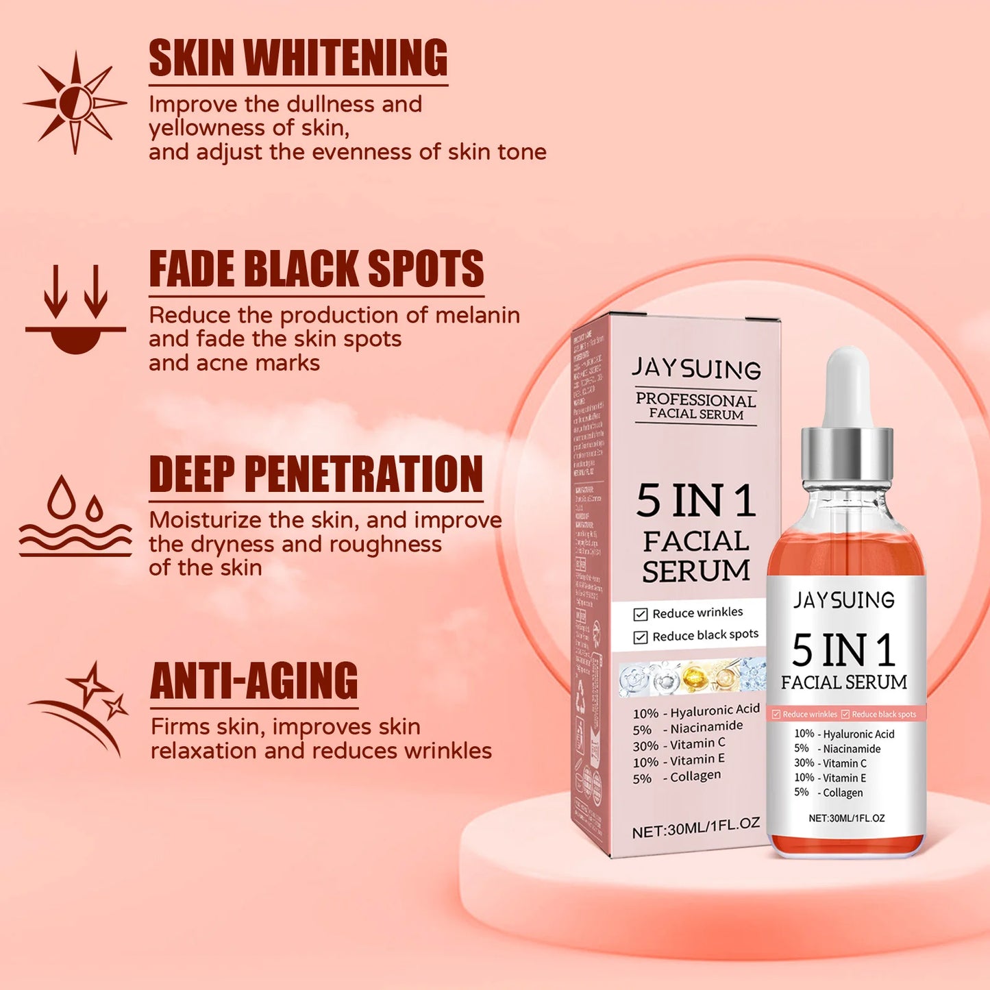 5 In 1 Facial Firming Moisturizing Brightening Serum