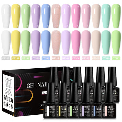 12Pcs Macaron Gel Nail Polish Set