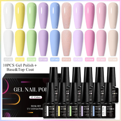 12Pcs Macaron Gel Nail Polish Set