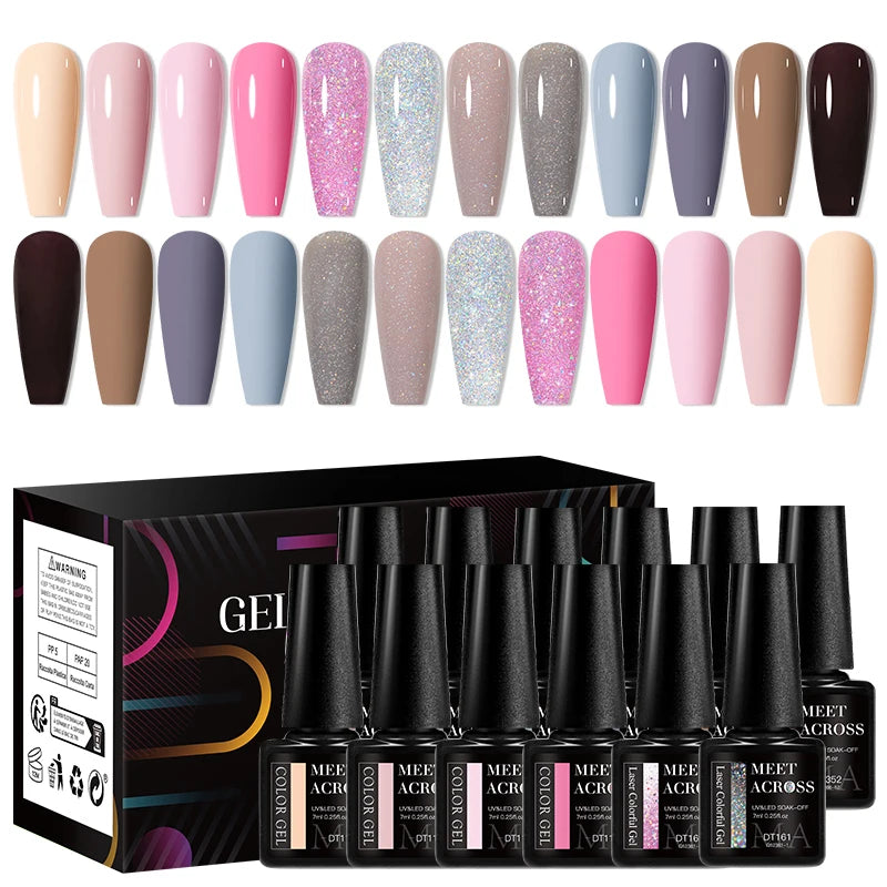 12Pcs Macaron Gel Nail Polish Set