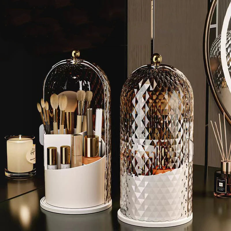 Makeup Brush Holder with Lid Diamond Birdcage