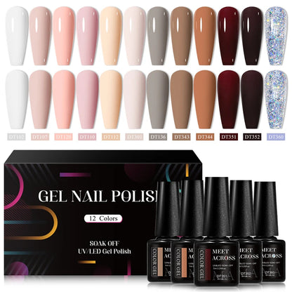 12Pcs Macaron Gel Nail Polish Set