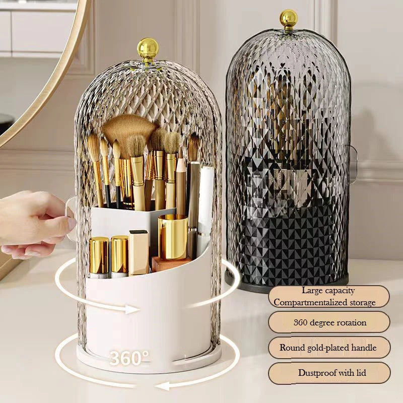 Makeup Brush Holder with Lid Diamond Birdcage