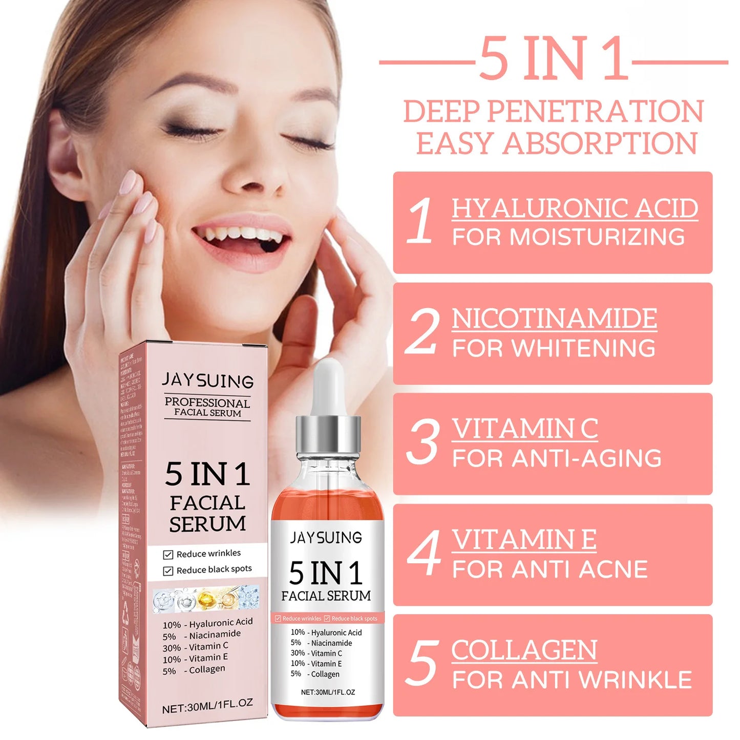 5 In 1 Facial Firming Moisturizing Brightening Serum