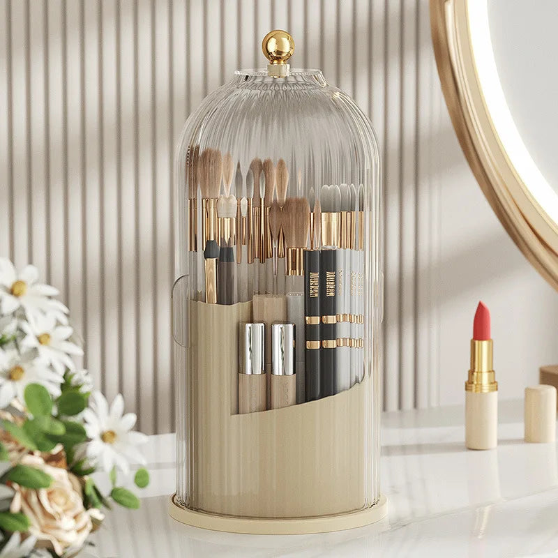 Makeup Brush Holder with Lid Diamond Birdcage