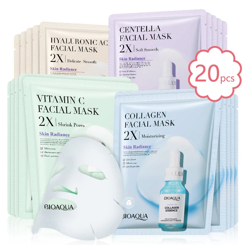 BIOAQUA Centella, Collagen, Vitamin C, Hyaluronic Acid Facial Masks