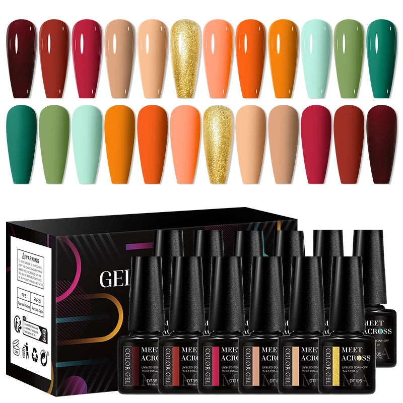 12Pcs Macaron Gel Nail Polish Set