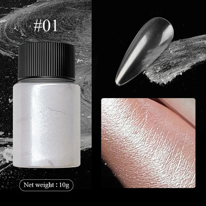 Aurora Pearl White Nails Glitter Dust