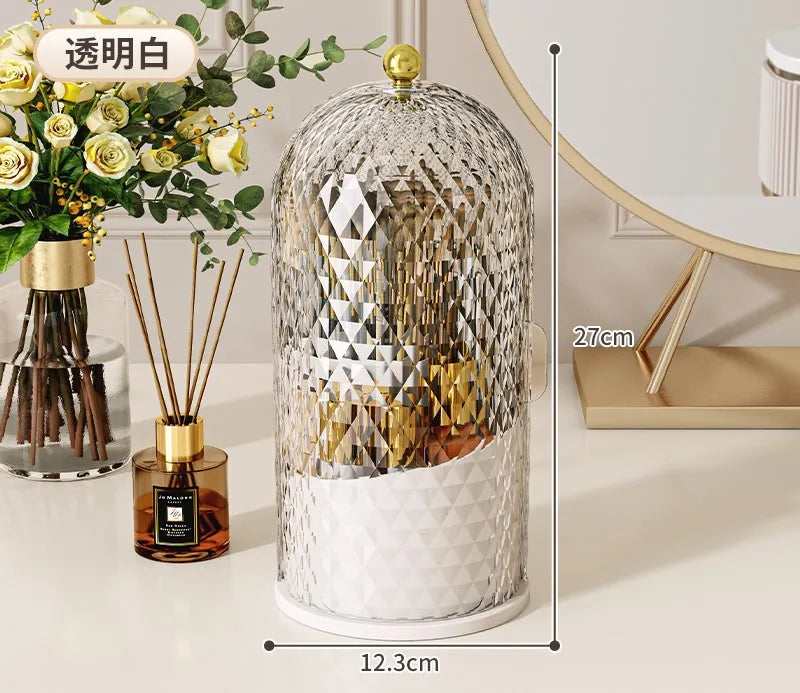 Makeup Brush Holder with Lid Diamond Birdcage