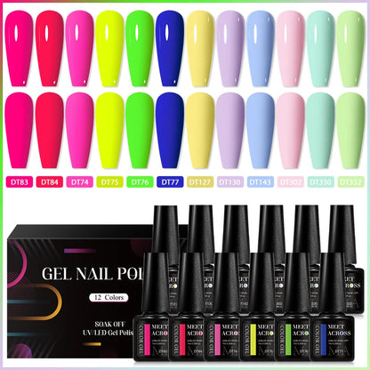 12Pcs Macaron Gel Nail Polish Set