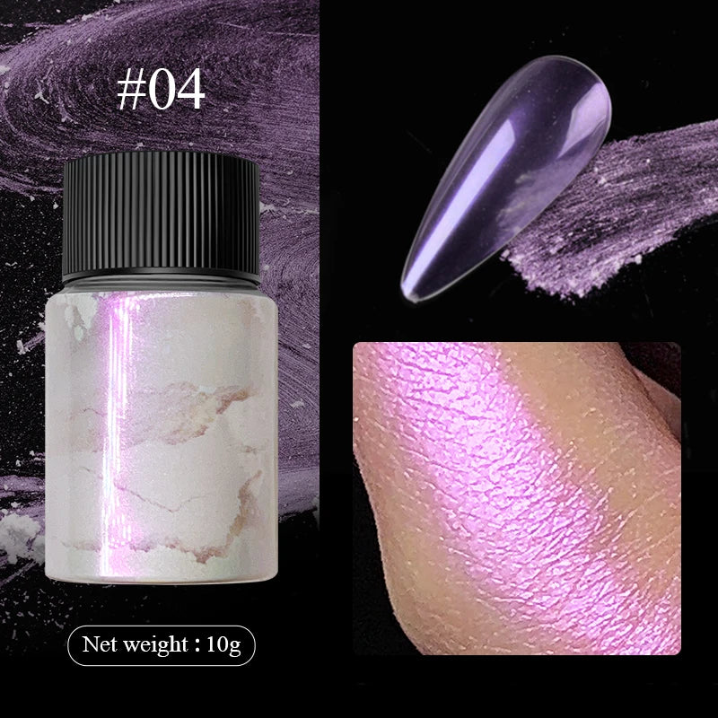 Aurora Pearl White Nails Glitter Dust