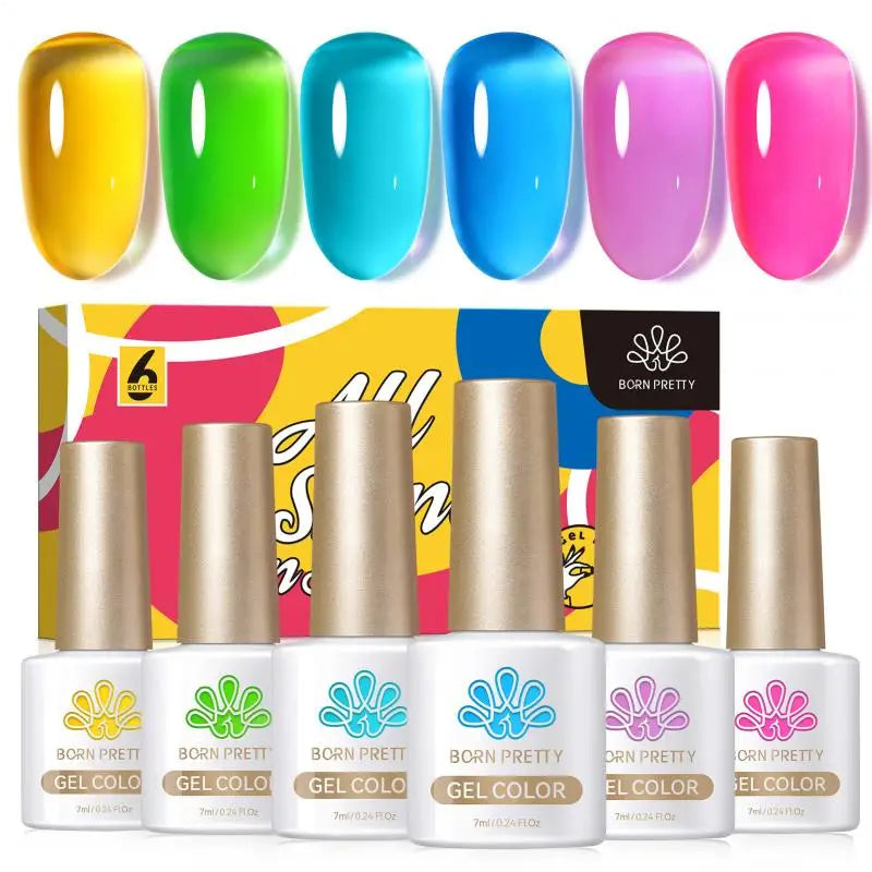 6Pcs Soda Ice Jelly Gel Nail Polish Set