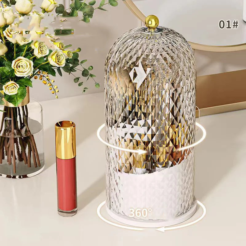 Makeup Brush Holder with Lid Diamond Birdcage