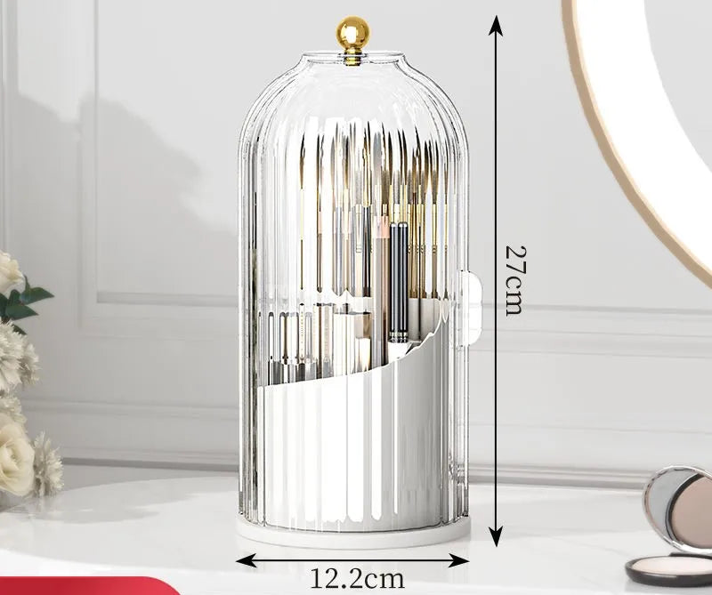 Makeup Brush Holder with Lid Diamond Birdcage