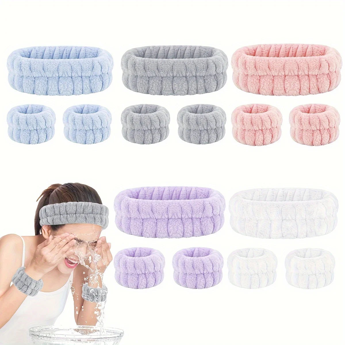 Velvet Facial High-Elastic Hairband & Wristband Set