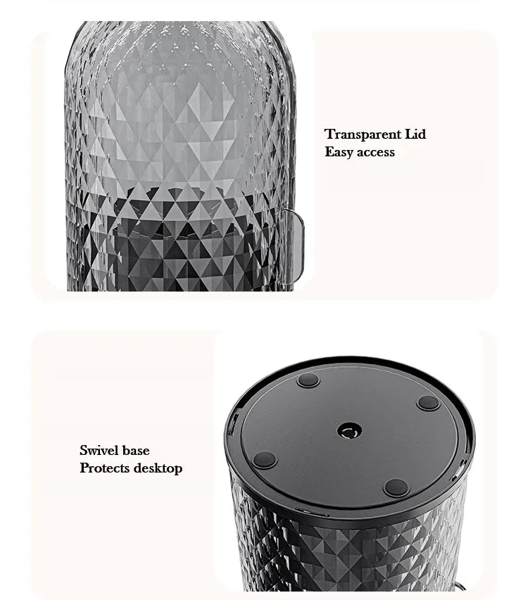 Makeup Brush Holder with Lid Diamond Birdcage