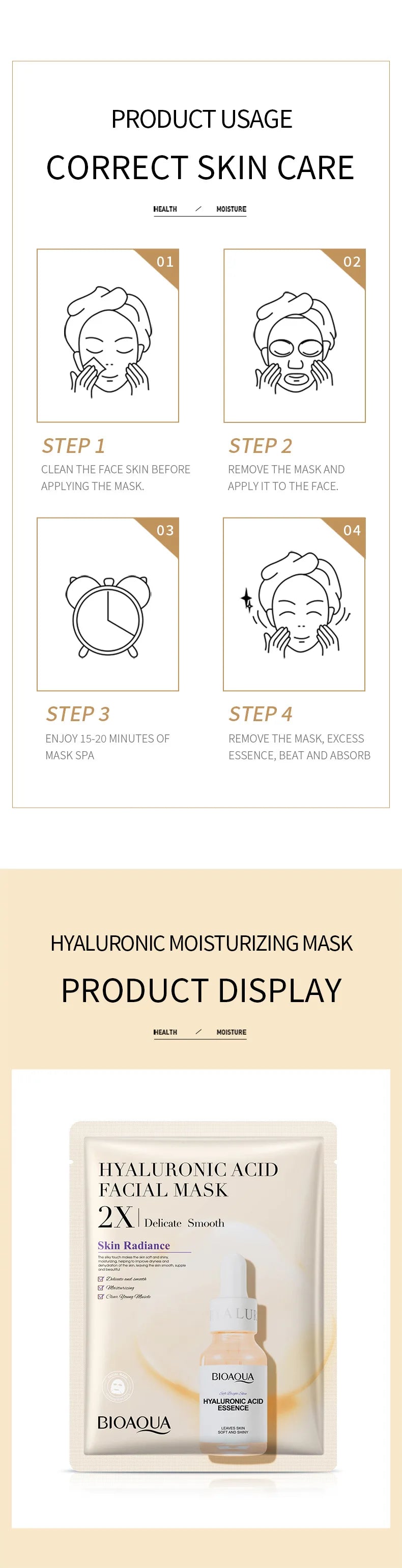 BIOAQUA Centella, Collagen, Vitamin C, Hyaluronic Acid Facial Masks