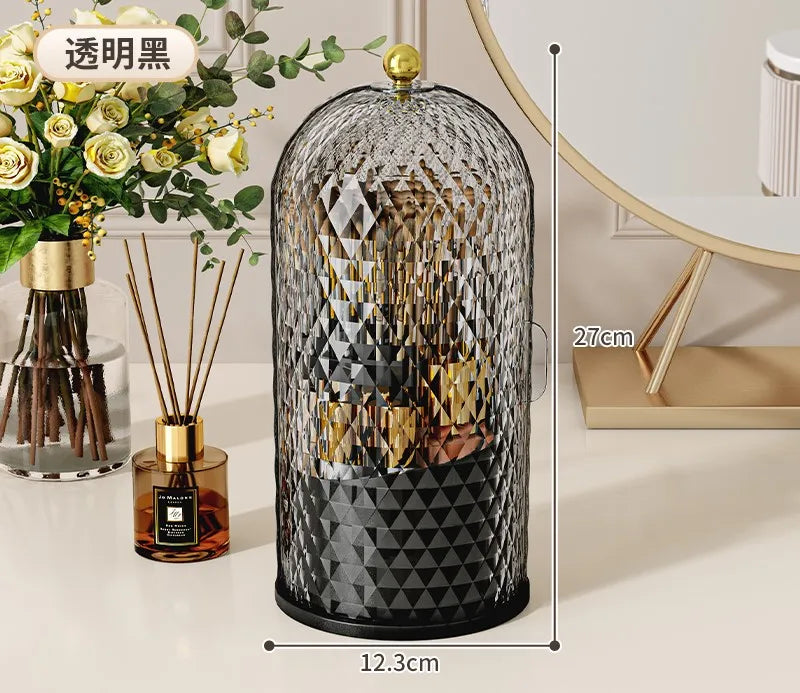 Makeup Brush Holder with Lid Diamond Birdcage