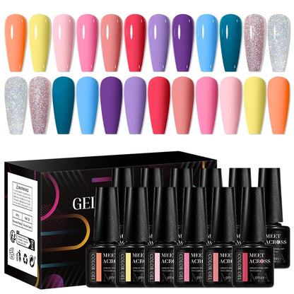 12Pcs Macaron Gel Nail Polish Set