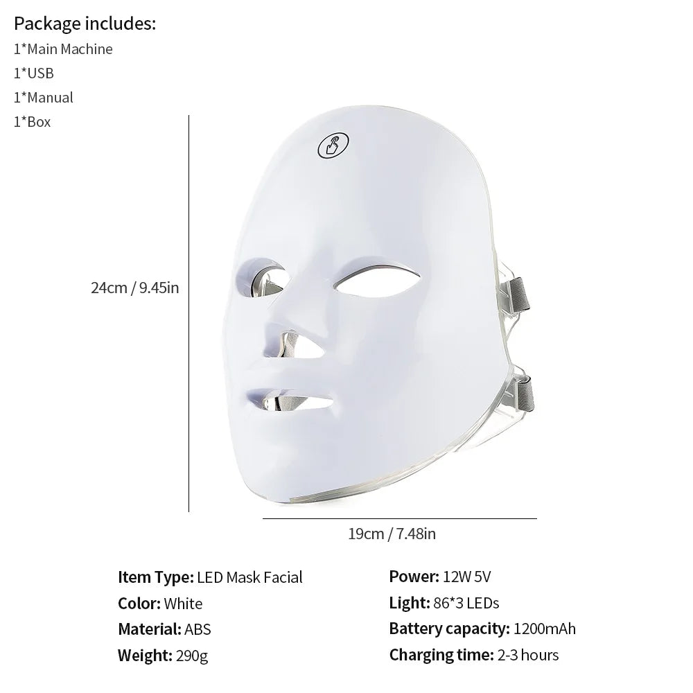 7 Colors LED Facial Mask with Neck