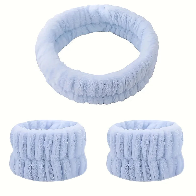 Velvet Facial High-Elastic Hairband & Wristband Set