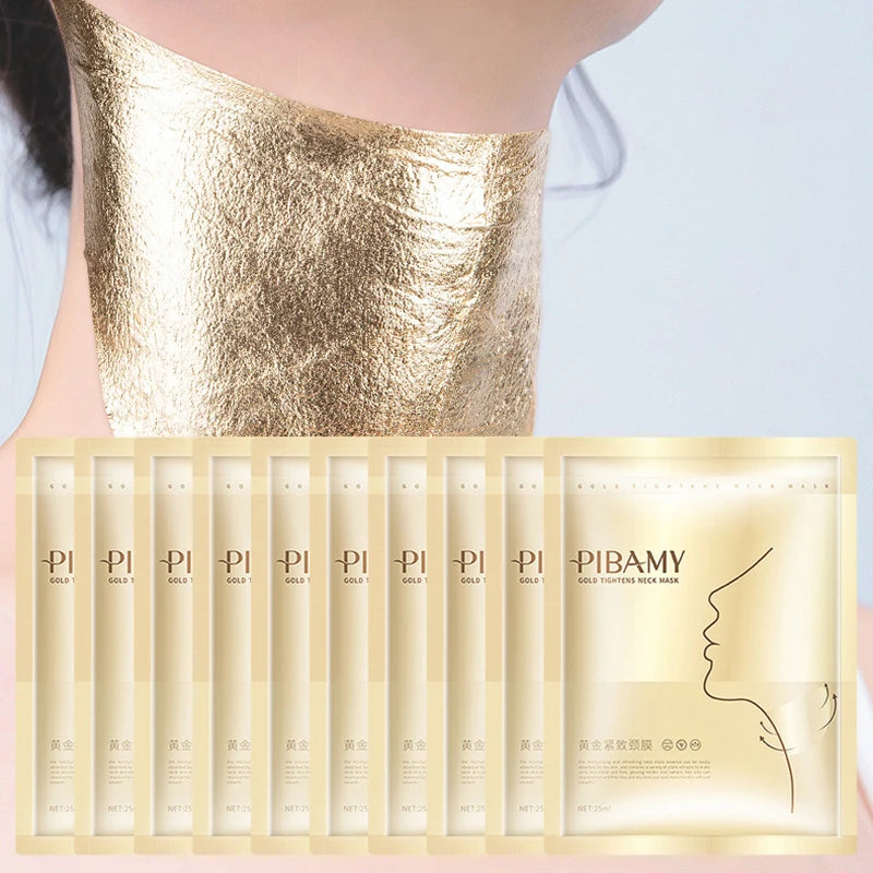 10pcs Gold Firming Neck Mask