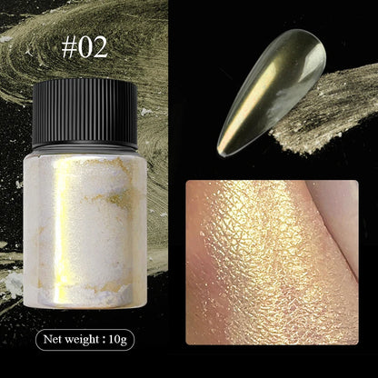 Aurora Pearl White Nails Glitter Dust