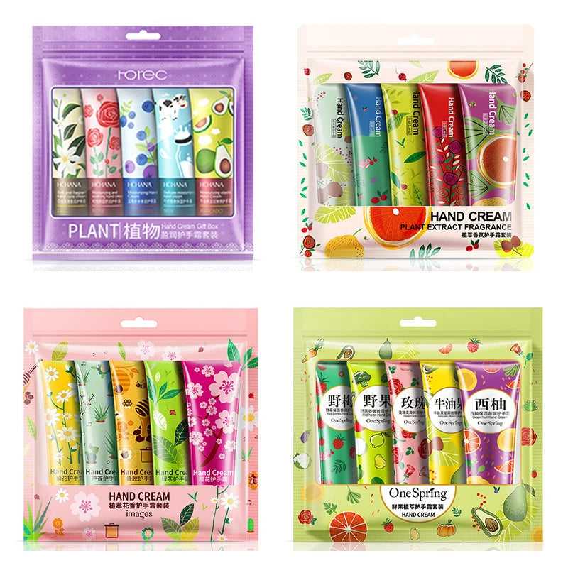 5-Piece Plant Fruit Fragrance Hand Cream Set