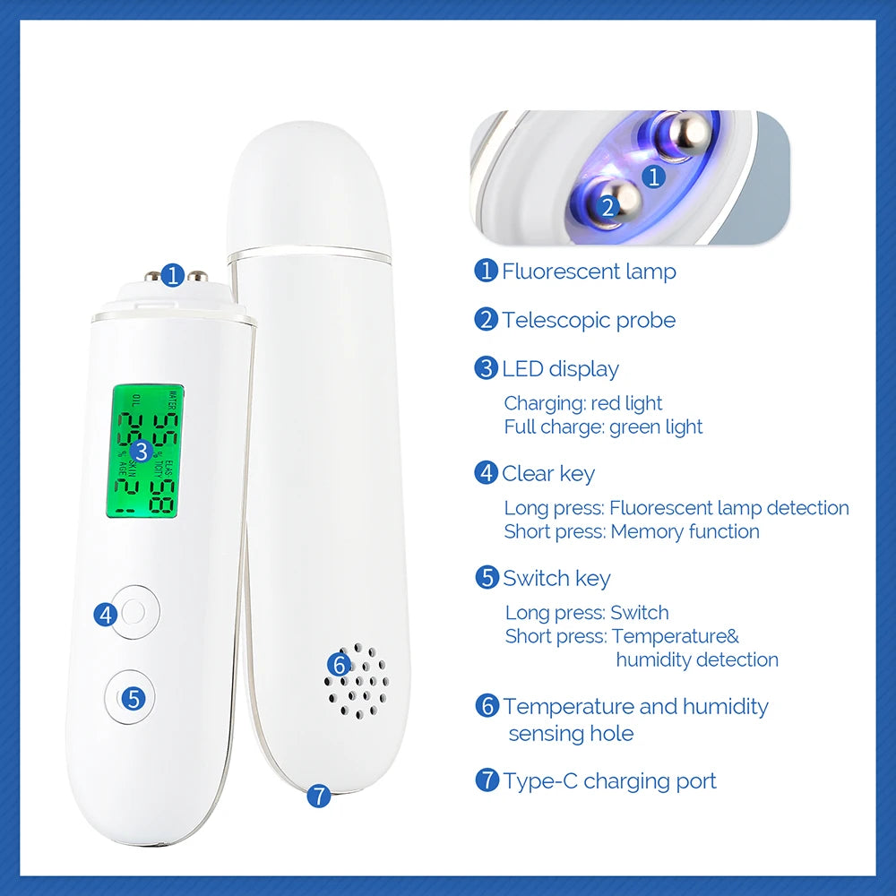 Skin Tester Face Moisture & Oil Analyzer